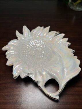 Vintage Iridescent Sunflower Dish | Cottagecore Decorative Bowl